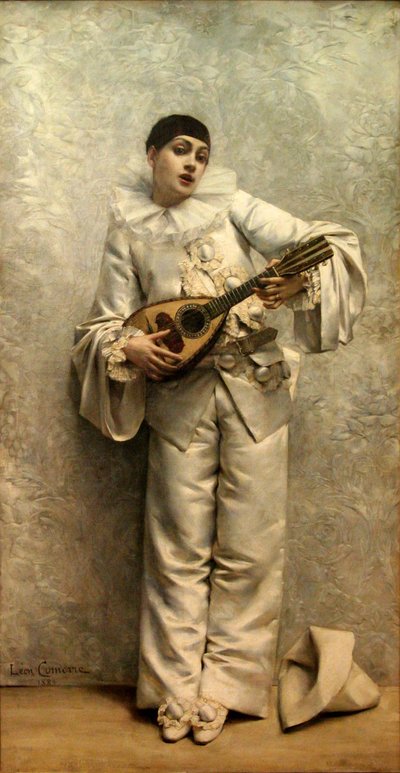 Pierrot Playing the Mandolin by Leon Francois Comerre